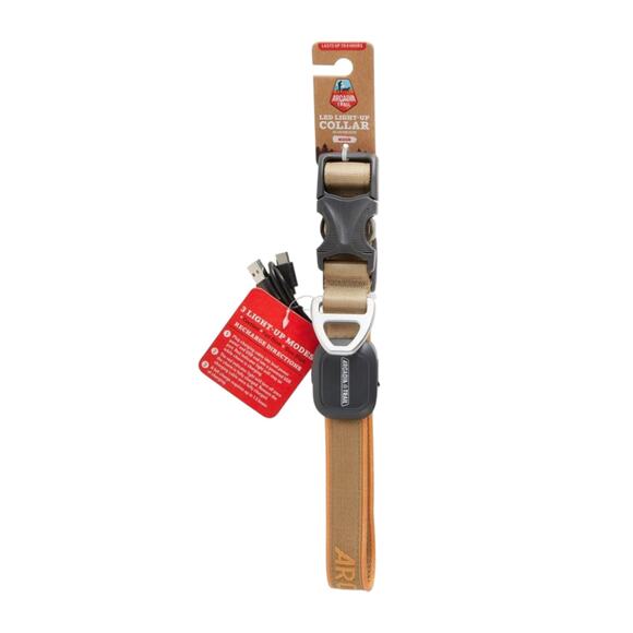 Arcadia Trails LED Light Adjustable Size X-Large Dog Collar Tan Buckle Close XL - Picture 3 of 5